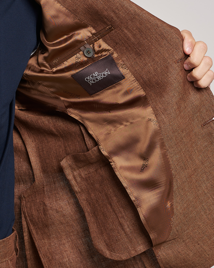 Homme | Blazers | Oscar Jacobson | Ferry Soft Linen Blazer Brown