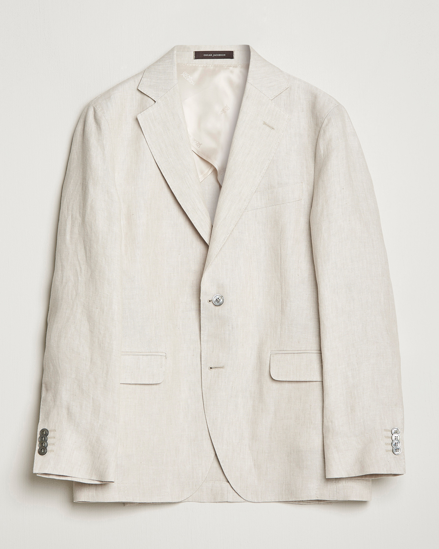 Homme | Blazers | Oscar Jacobson | Ferry Soft Linen Blazer Off White