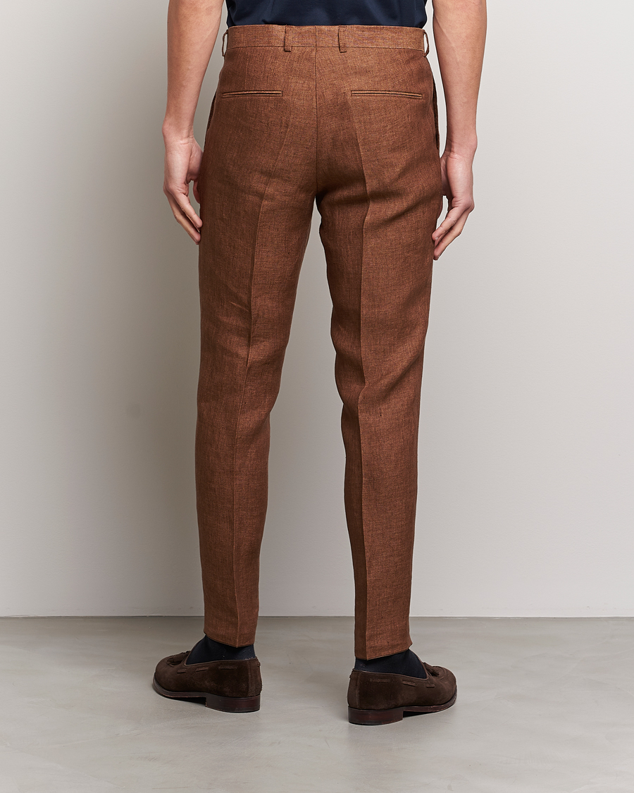 Homme | Pantalons | Oscar Jacobson | Denz Linen Trousers Brown