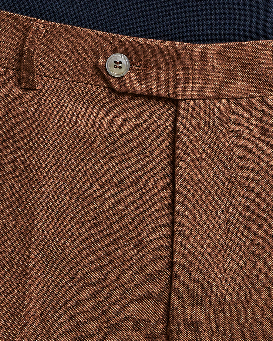 Homme | Pantalons | Oscar Jacobson | Denz Linen Trousers Brown