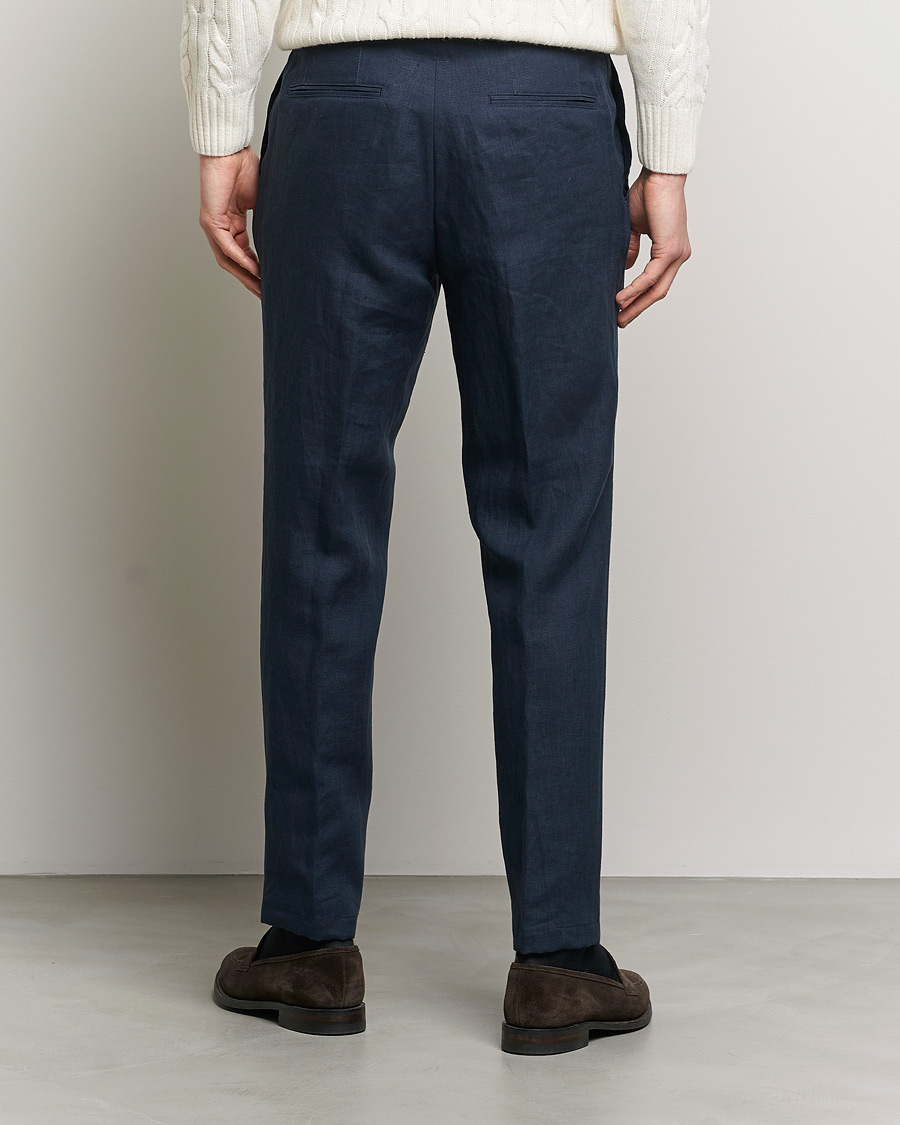Homme | Pantalons | Oscar Jacobson | Delon Linen Trousers Navy