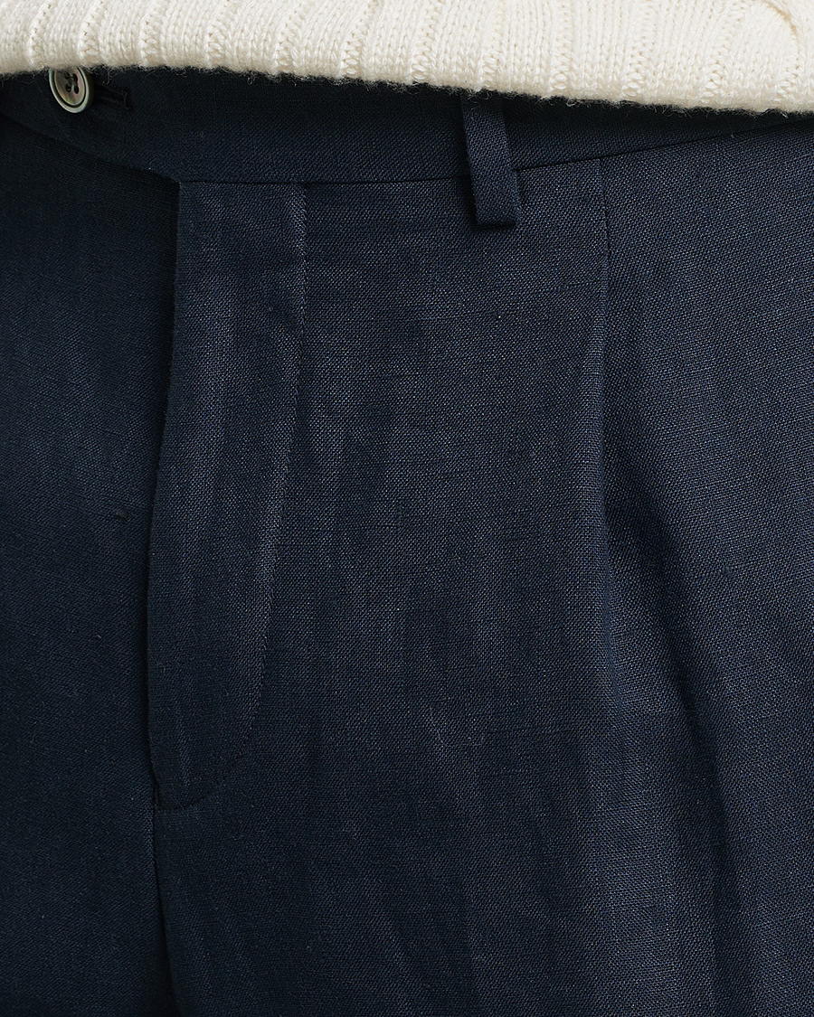 Homme | Pantalons | Oscar Jacobson | Delon Linen Trousers Navy