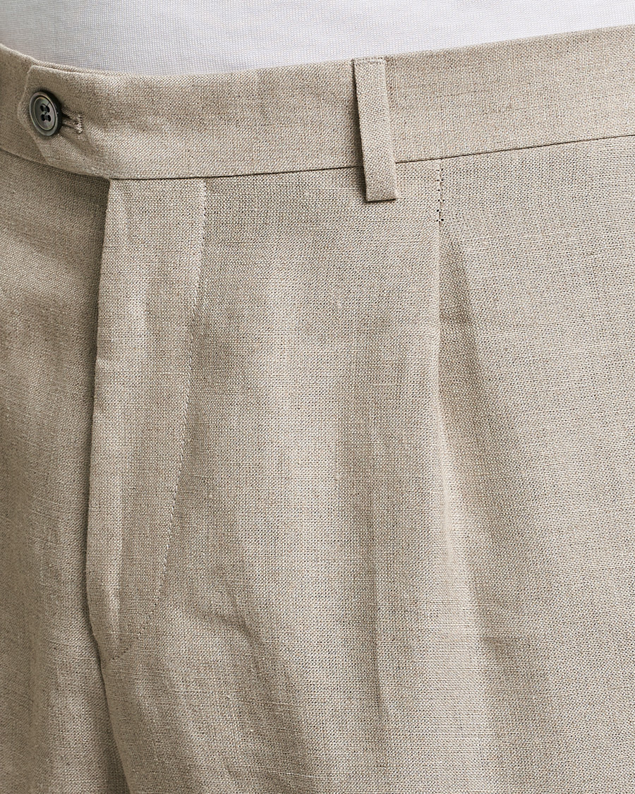 Homme | Pantalons | Oscar Jacobson | Delon Linen Trousers Beige