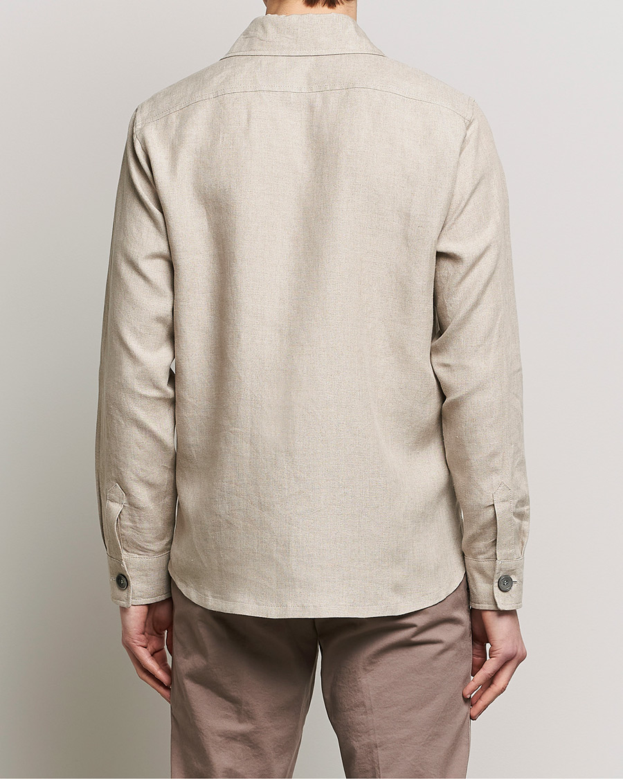 Homme | Chemises | Oscar Jacobson | Maverick Linen Shirt Jacket Beige