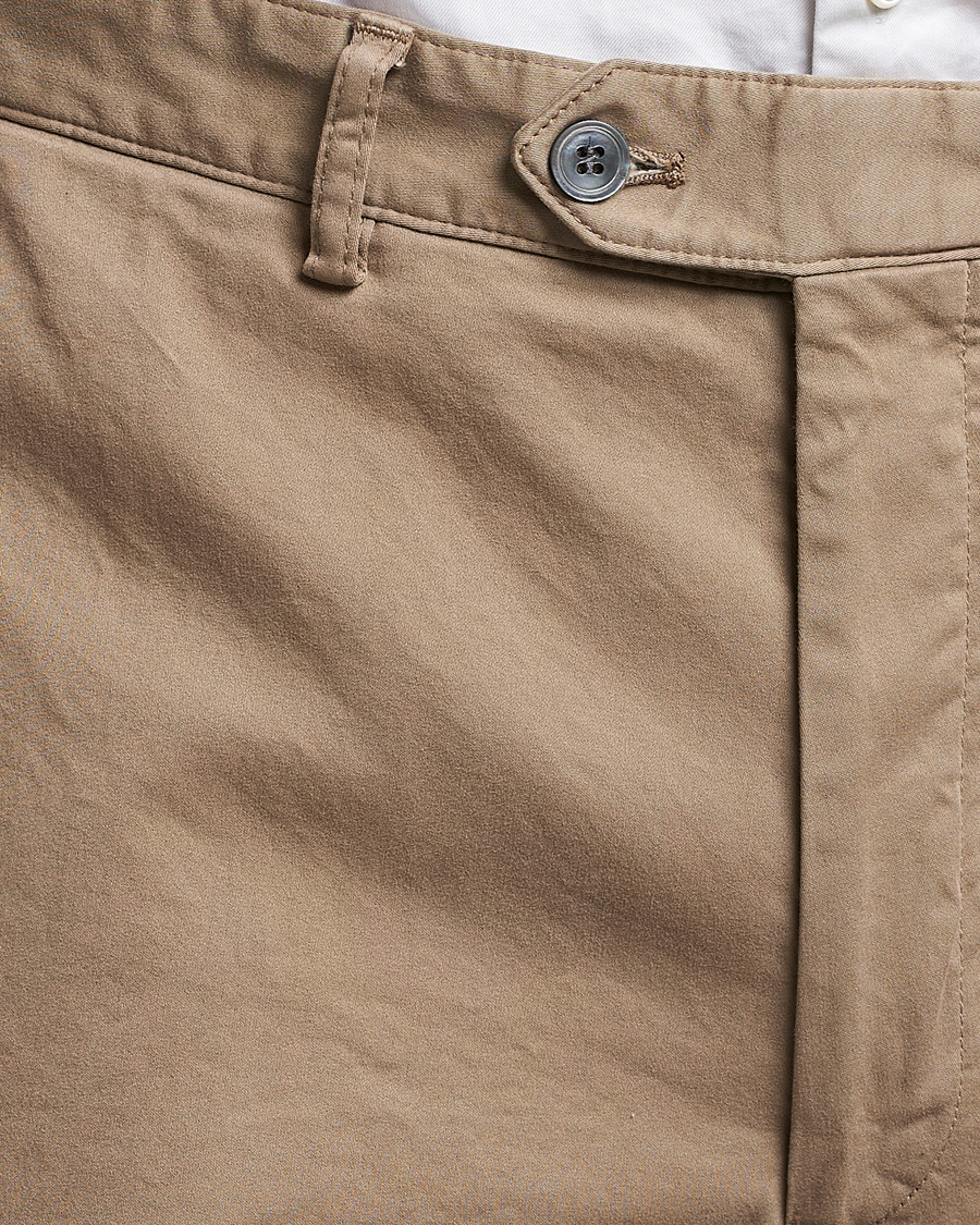 Homme | Pantalons | Oscar Jacobson | Tanker Pleat Cotton Trousers Beige