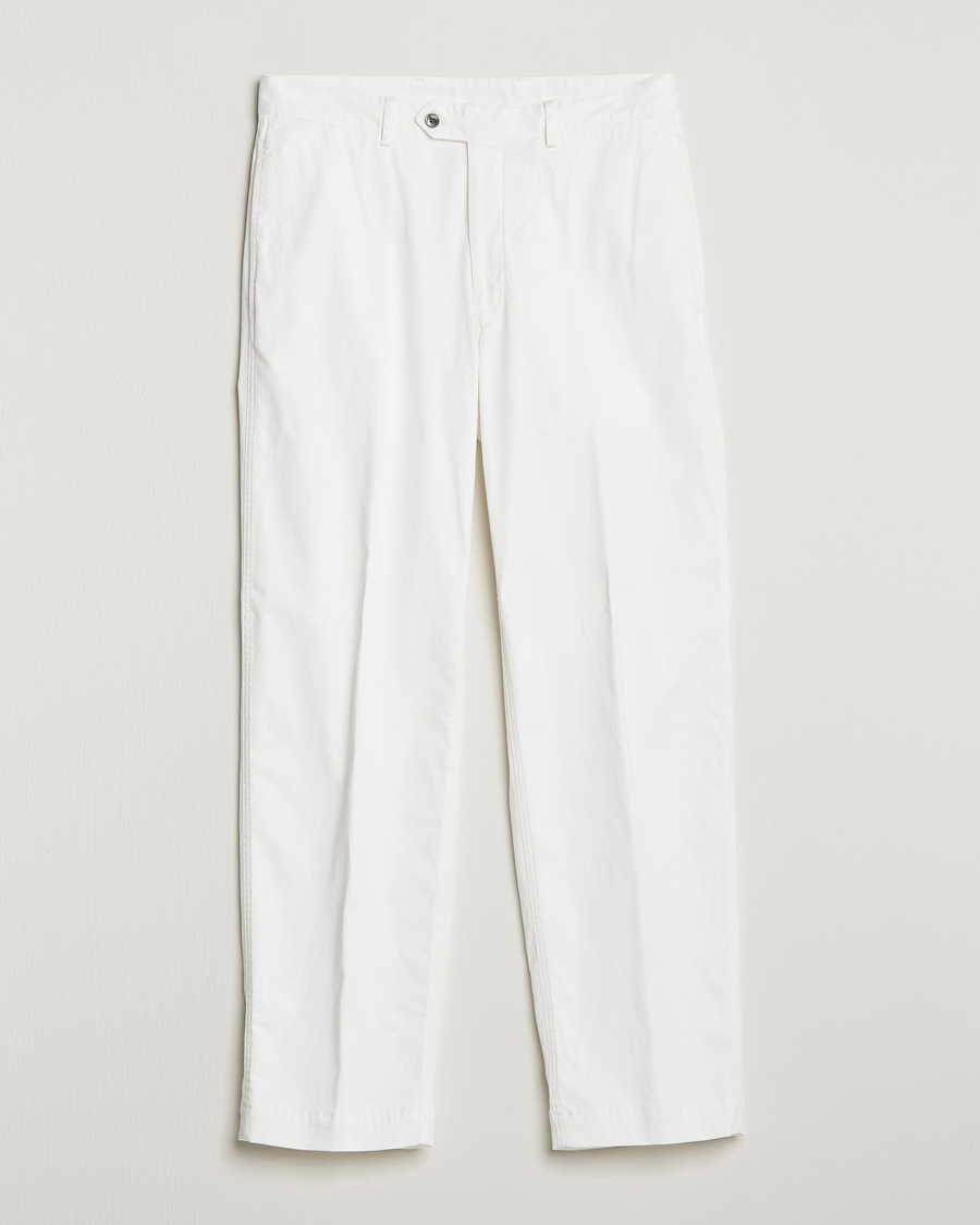 Homme | Pantalons | Oscar Jacobson | Tanker Pleat Cotton Trousers Off White