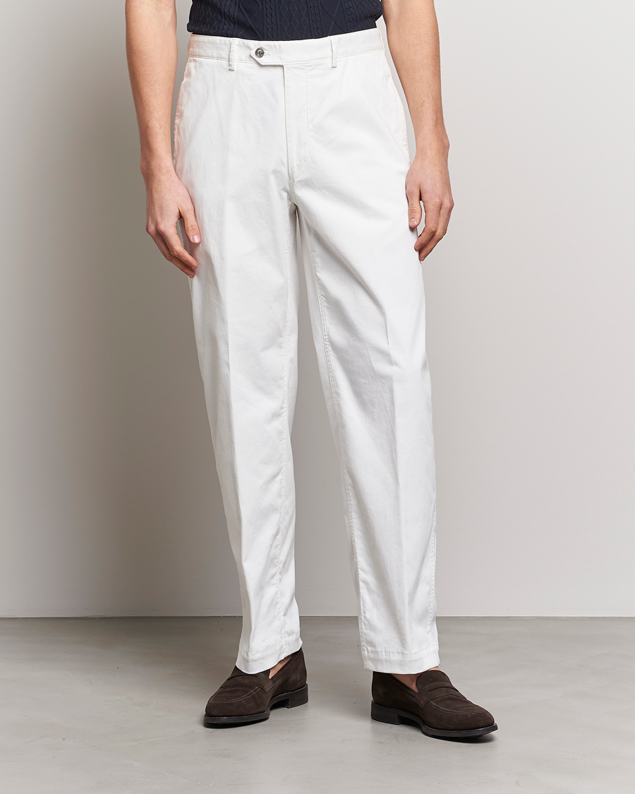 Homme | Pantalons | Oscar Jacobson | Tanker Pleat Cotton Trousers Off White
