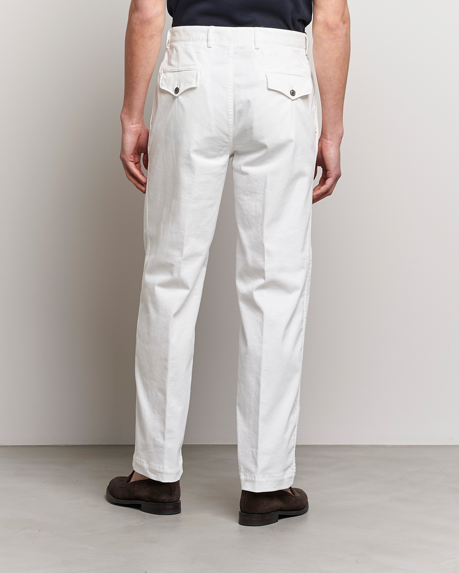 Homme | Pantalons | Oscar Jacobson | Tanker Pleat Cotton Trousers Off White
