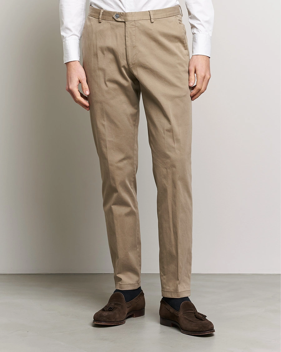 Homme | Sections | Oscar Jacobson | Denz Casual Cotton Trousers Beige