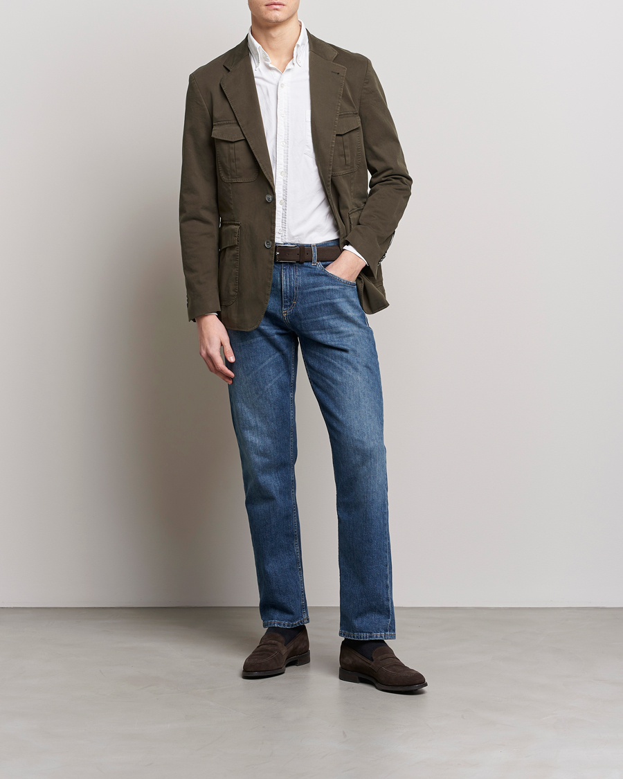 Homme | Blazers | Oscar Jacobson | Friso Cotton Safari Blazer Dark Green