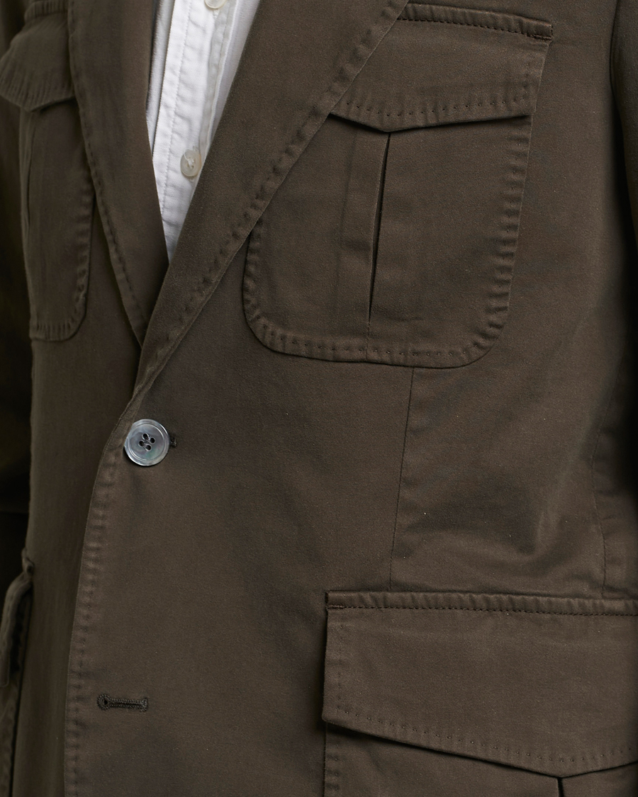 Homme | Blazers | Oscar Jacobson | Friso Cotton Safari Blazer Dark Green