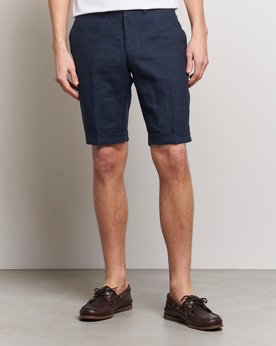 Homme | Shorts | Oscar Jacobson | Declan Linen Shorts Navy