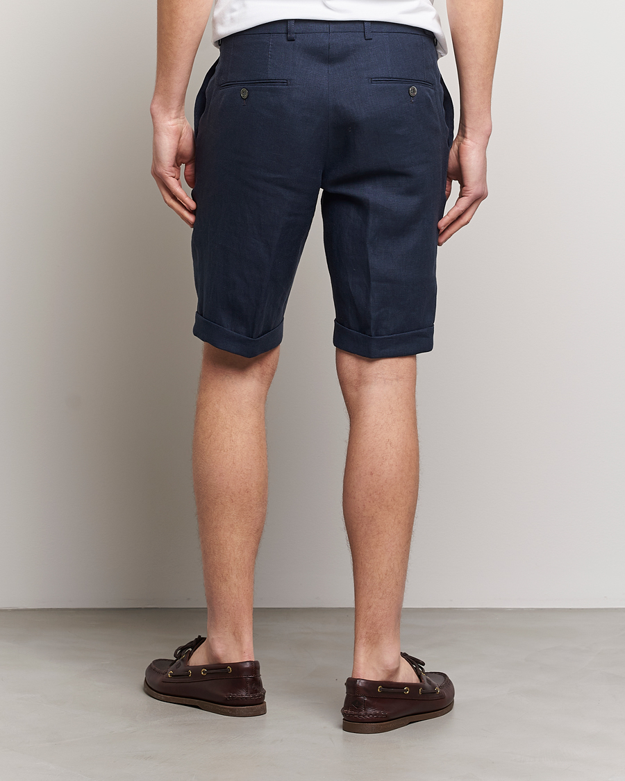Homme | Shorts | Oscar Jacobson | Declan Linen Shorts Navy