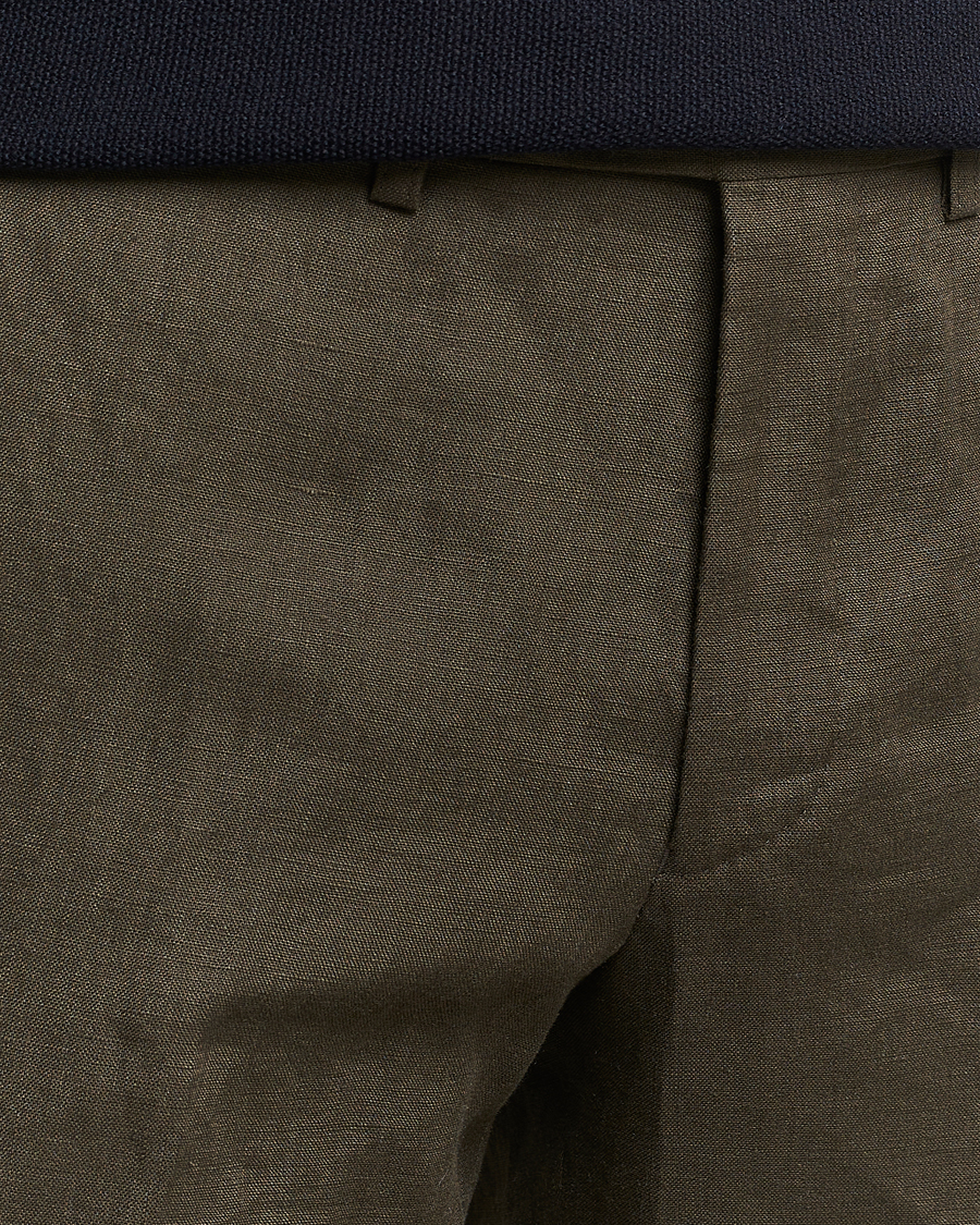 Homme | Shorts | Oscar Jacobson | Declan Linen Shorts Dark Green