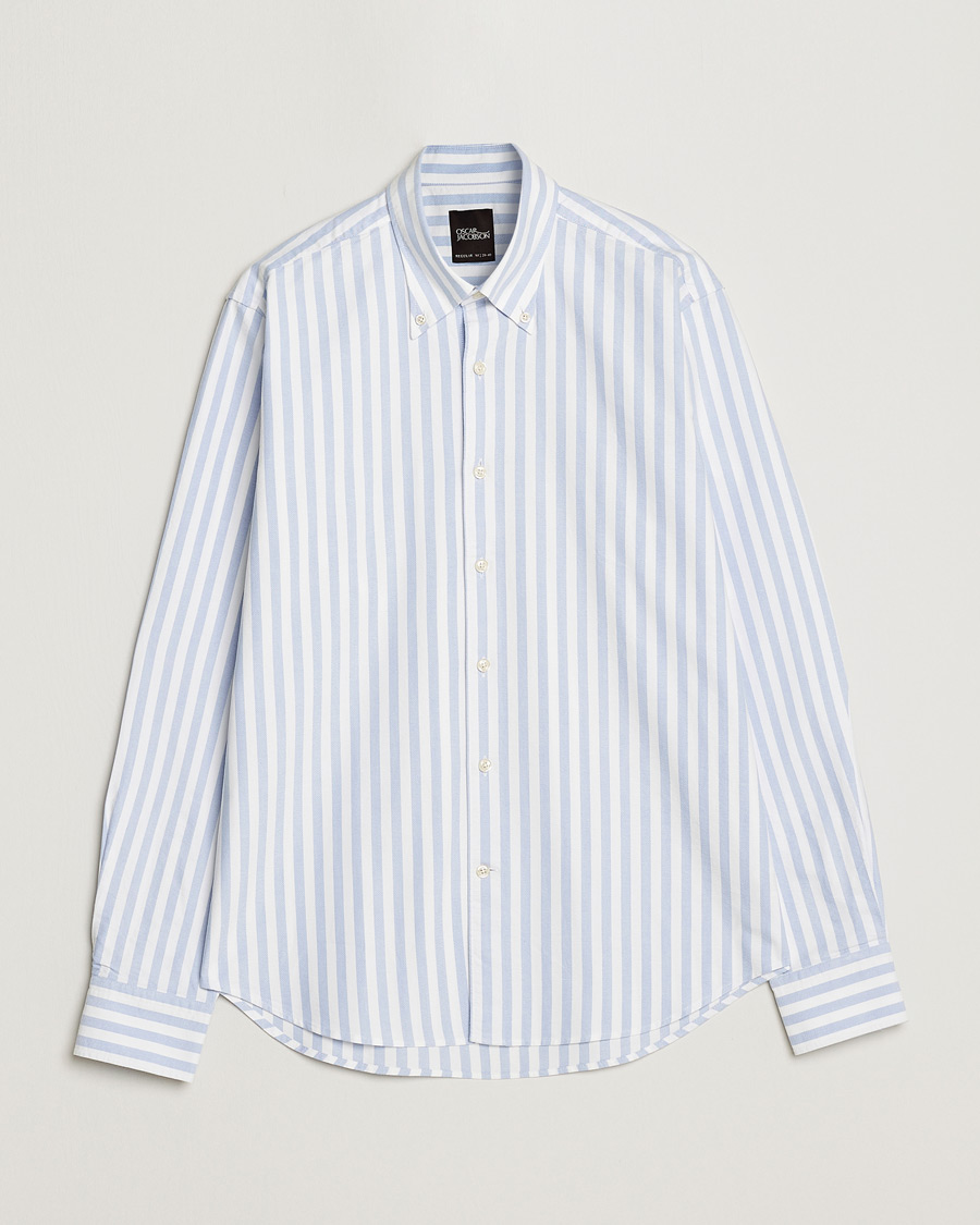Homme | Chemises | Oscar Jacobson | Regular Fit Button Down Striped Oxford Shirt Blue