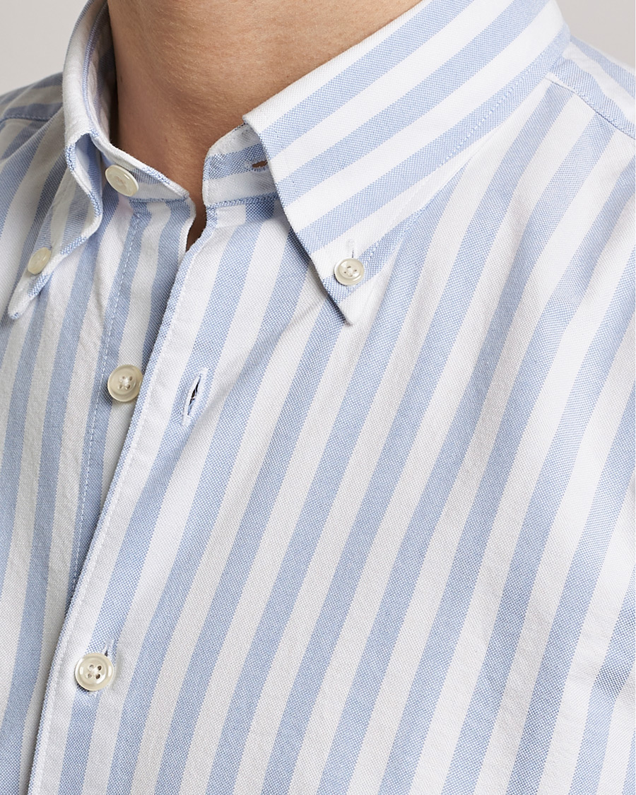 Homme | Chemises | Oscar Jacobson | Regular Fit Button Down Striped Oxford Shirt Blue