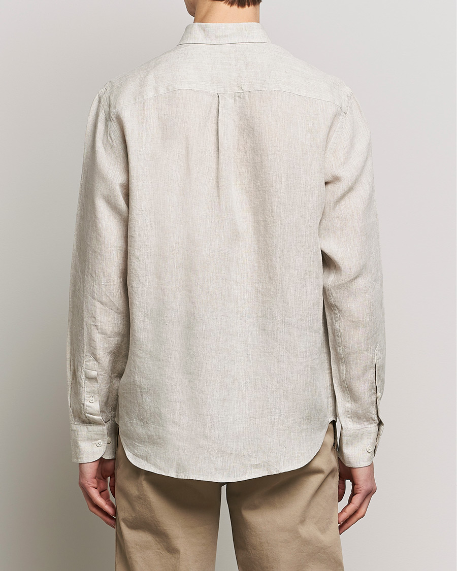 Homme | Chemises | Oscar Jacobson | Regular Fit Button Down Linen Shirt Beige