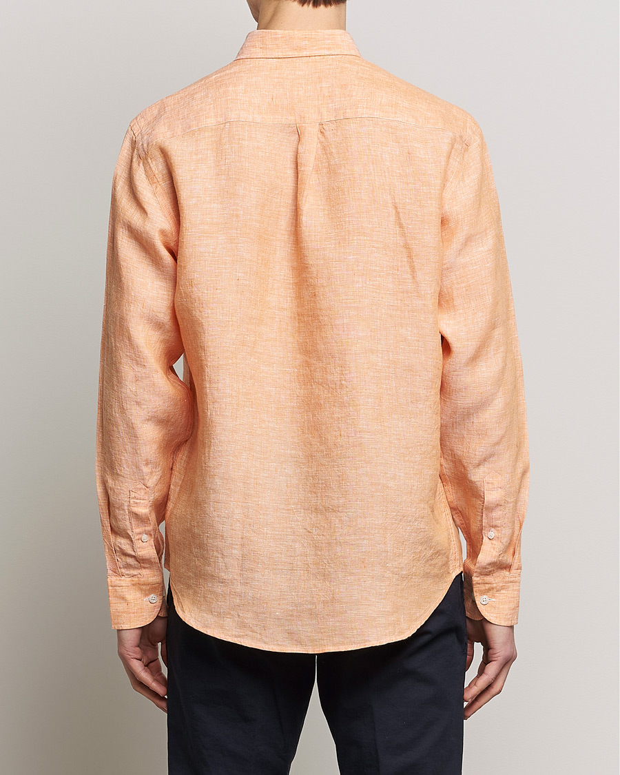 Homme | Chemises | Oscar Jacobson | Regular Fit Button Down Linen Shirt Orange