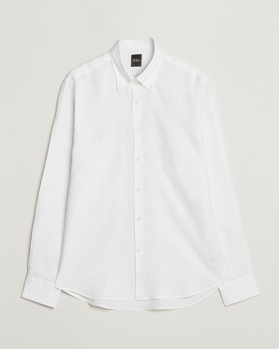 Homme | Chemises | Oscar Jacobson | Regular Fit Button Down Linen Shirt White