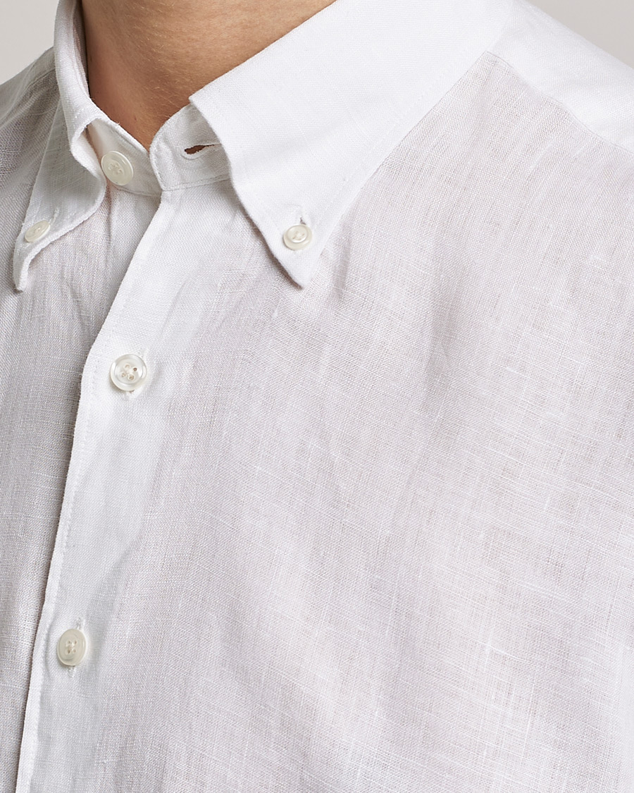 Homme | Chemises | Oscar Jacobson | Regular Fit Button Down Linen Shirt White