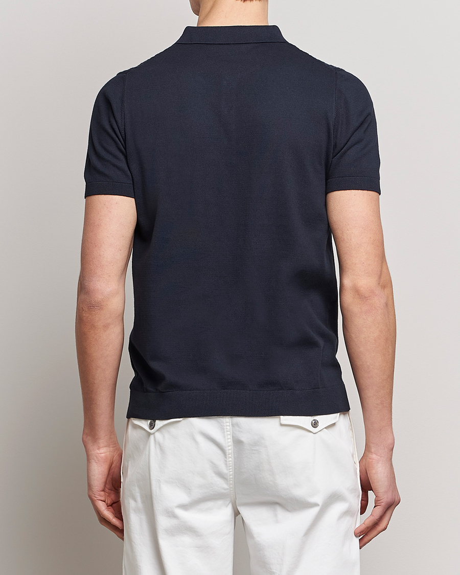 Homme | Polos | Oscar Jacobson | Bard Short Sleeve Structured Cotton Polo Navy