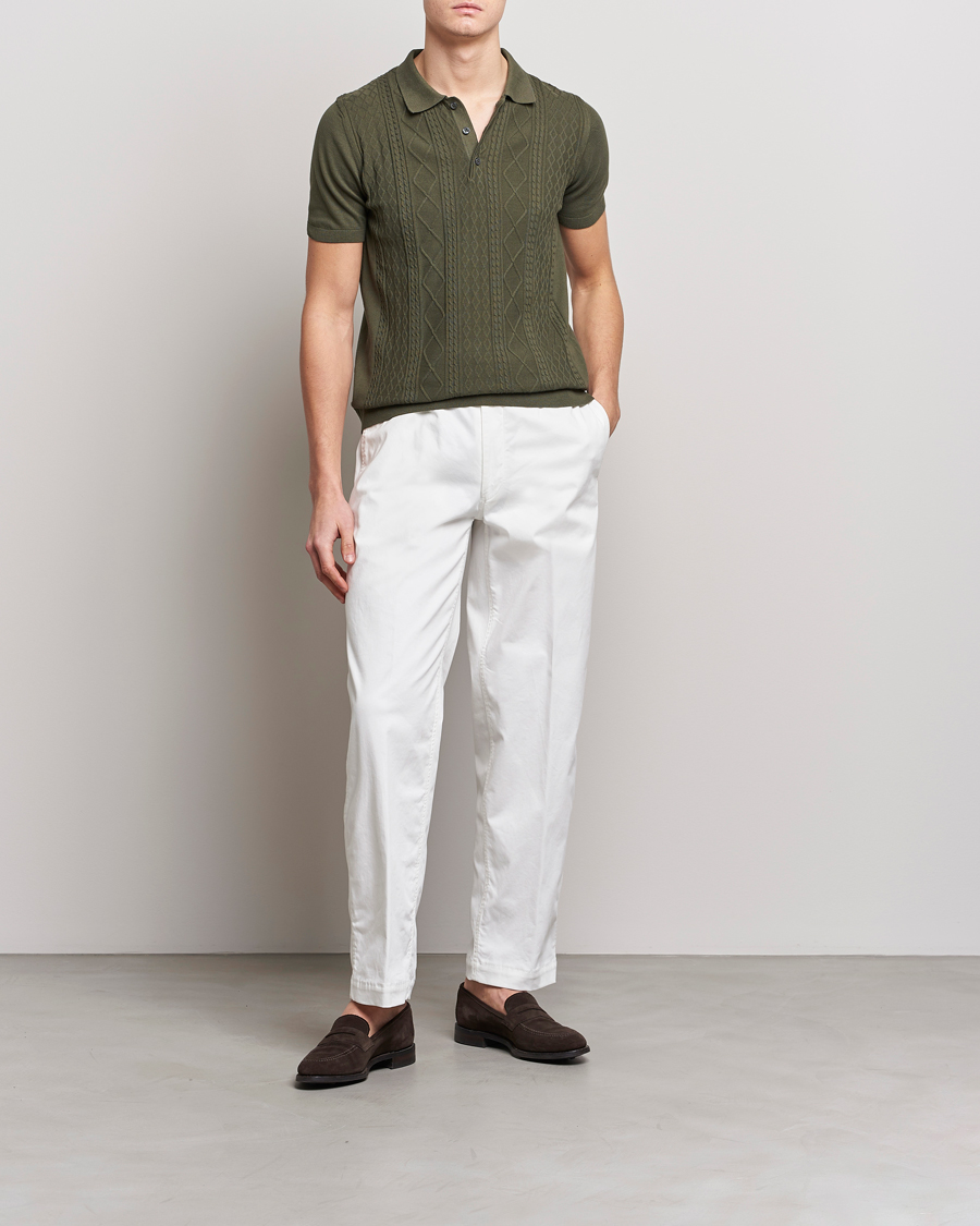 Homme | Polos | Oscar Jacobson | Bard Short Sleeve Structured Cotton Polo Olive