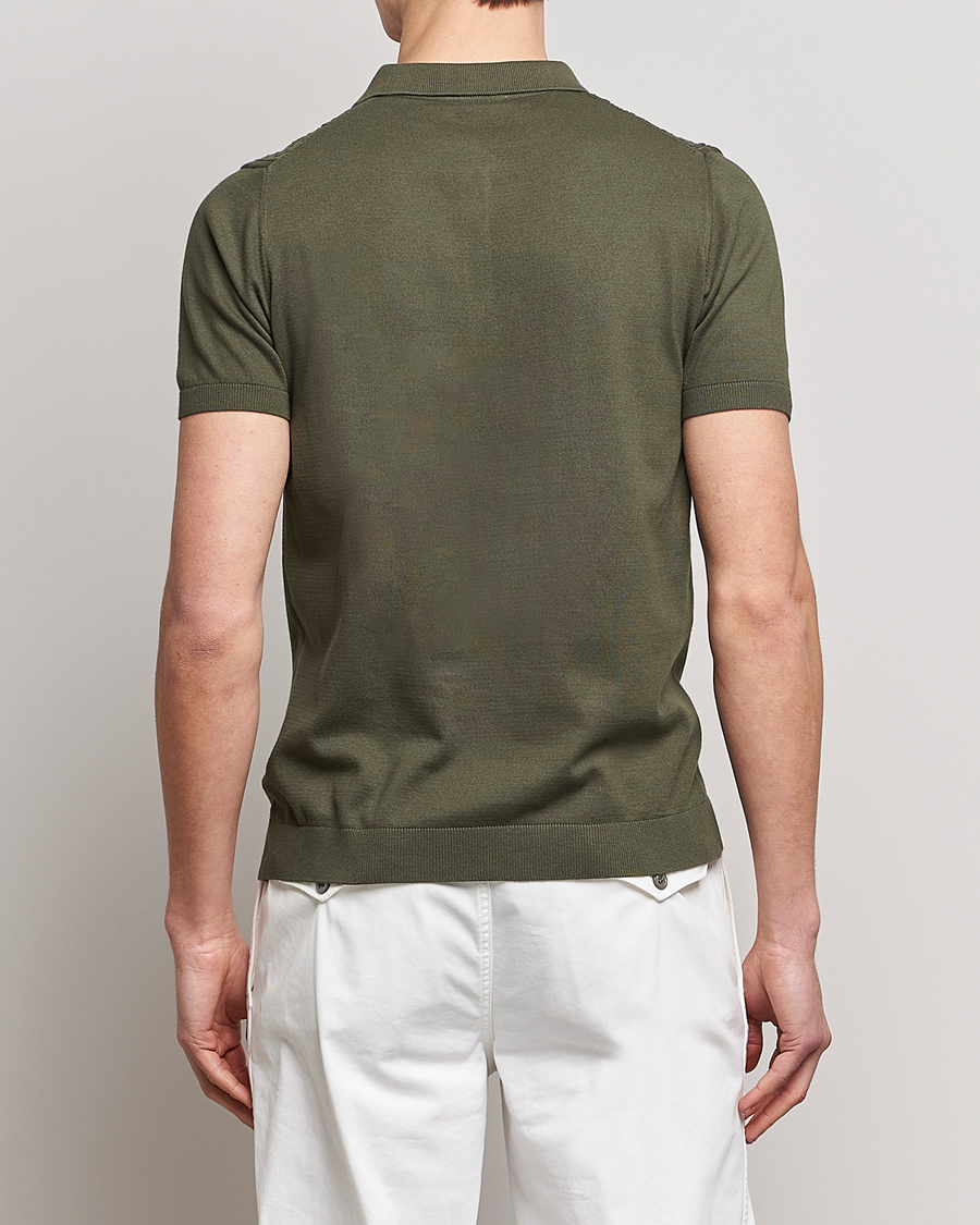 Homme | Polos | Oscar Jacobson | Bard Short Sleeve Structured Cotton Polo Olive