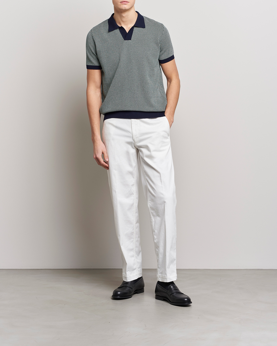 Homme | Polos | Oscar Jacobson | Dalius Cotton Woven Structure Cotton Polo Green