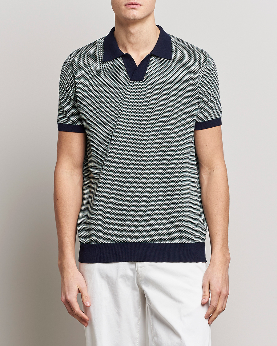 Homme | Polos | Oscar Jacobson | Dalius Cotton Woven Structure Cotton Polo Green