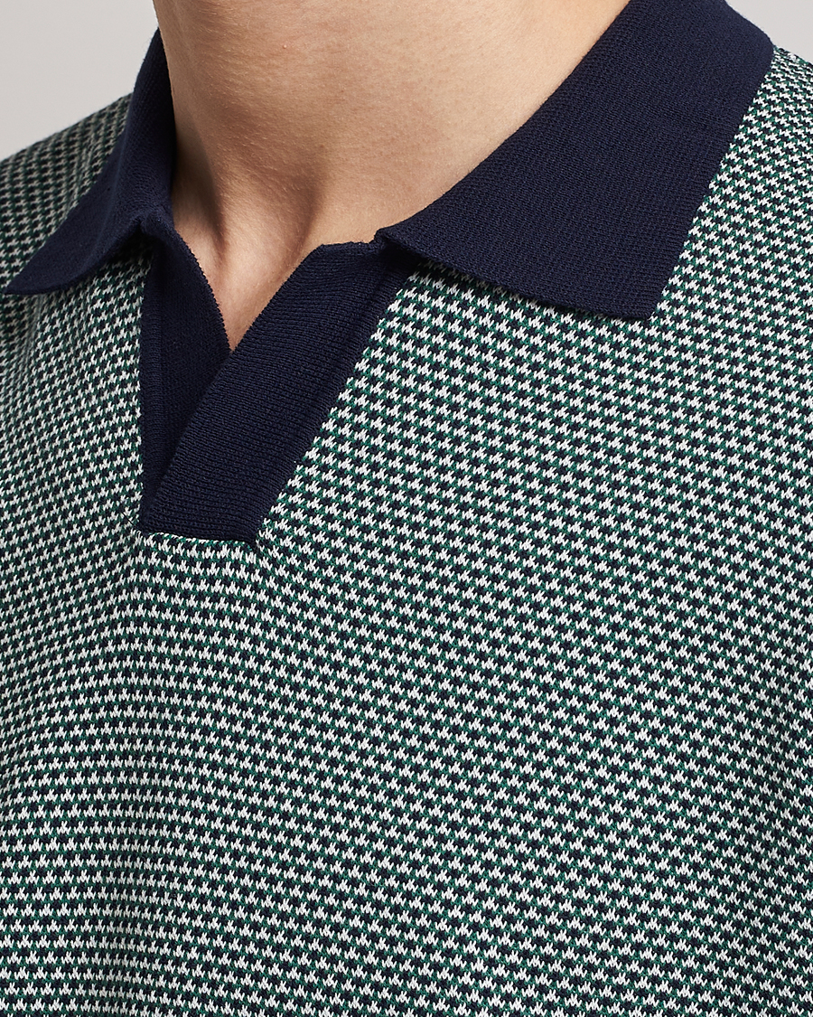 Homme | Polos | Oscar Jacobson | Dalius Cotton Woven Structure Cotton Polo Green