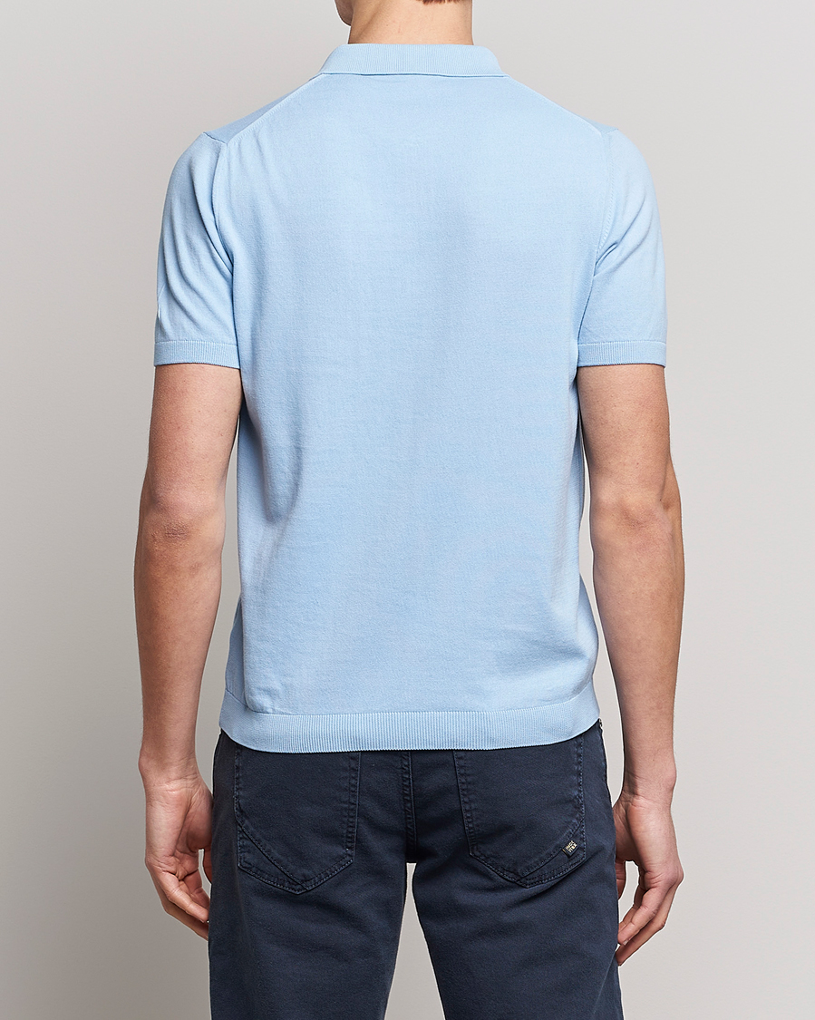 Homme | Polos | Oscar Jacobson | Otto Short Sleeve Zip Polo Light Blue