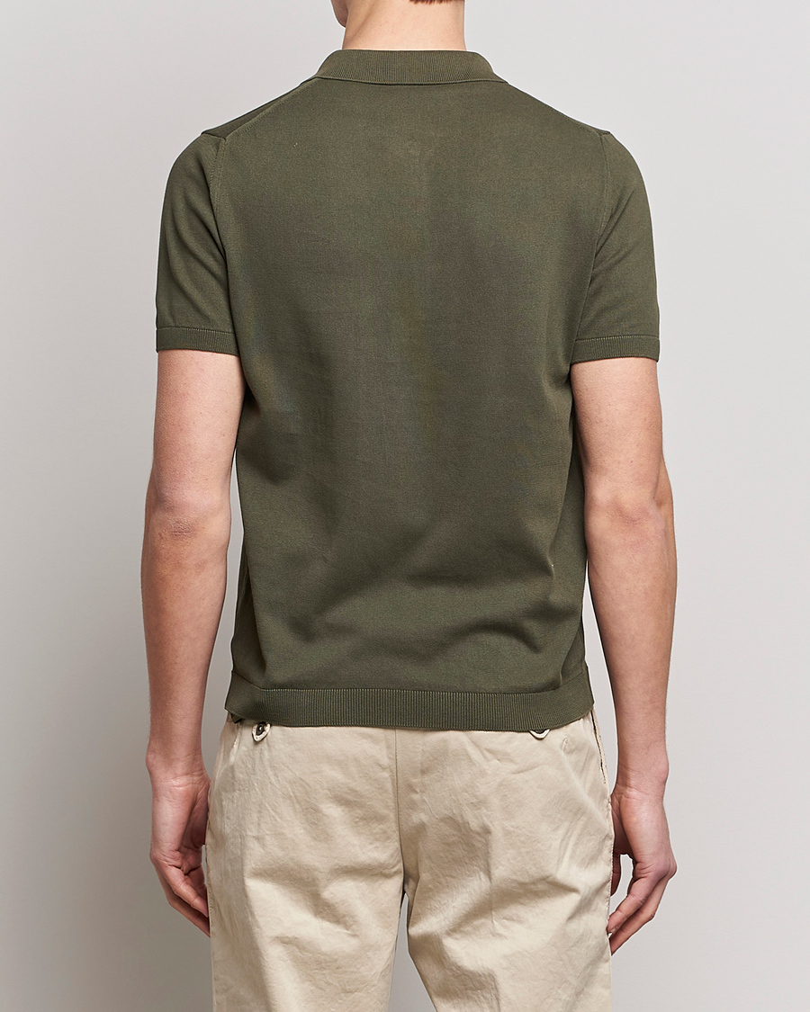 Homme | Polos | Oscar Jacobson | Otto Short Sleeve Zip Polo Olive