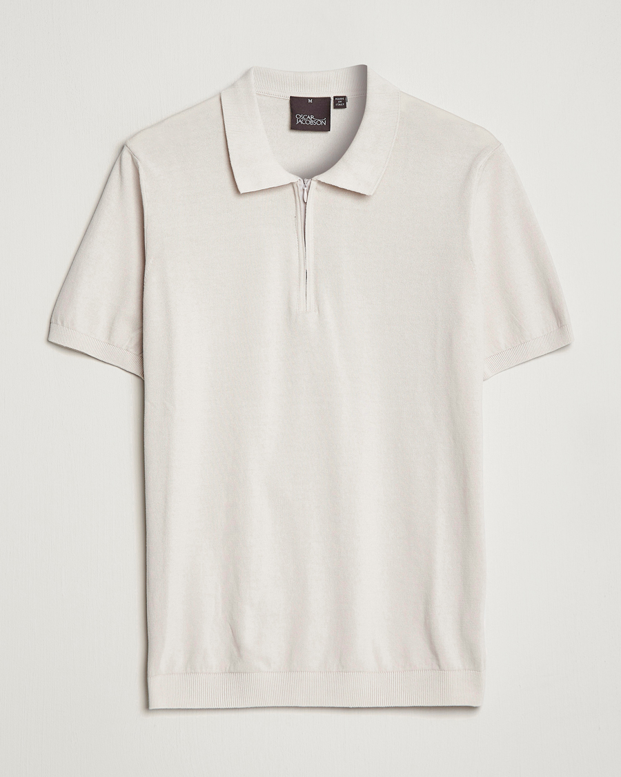 Homme | Polos | Oscar Jacobson | Otto Short Sleeve Zip Polo Creme