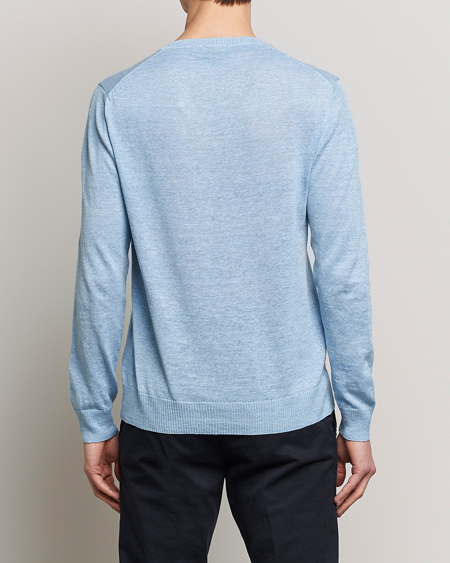 Homme | Pulls Et Tricots | Oscar Jacobson | Valter Linen/Cotton Crew Neck Light Blue