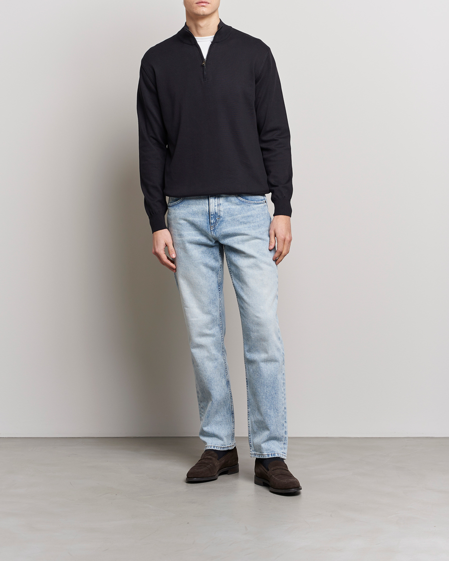 Homme | Pulls Et Tricots | Oscar Jacobson | Pat Cotton Half Zip Navy