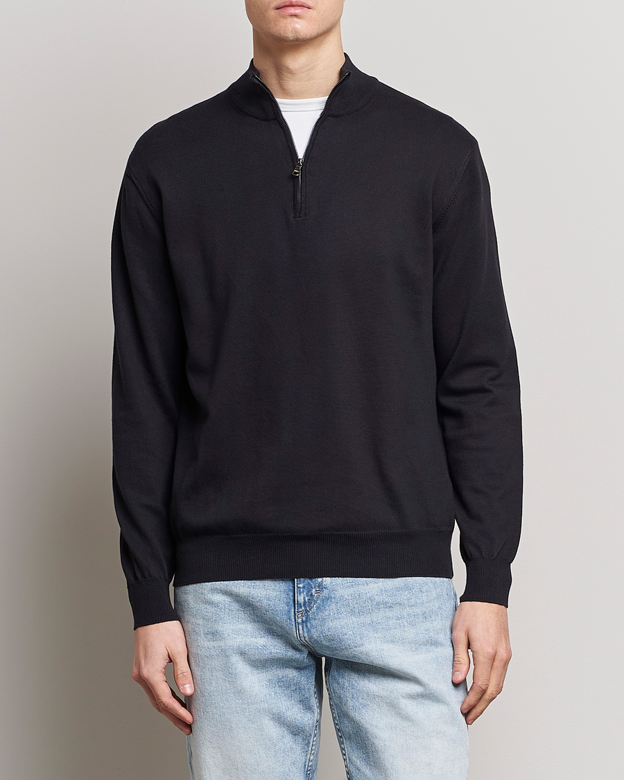 Homme | Pulls Et Tricots | Oscar Jacobson | Pat Cotton Half Zip Navy