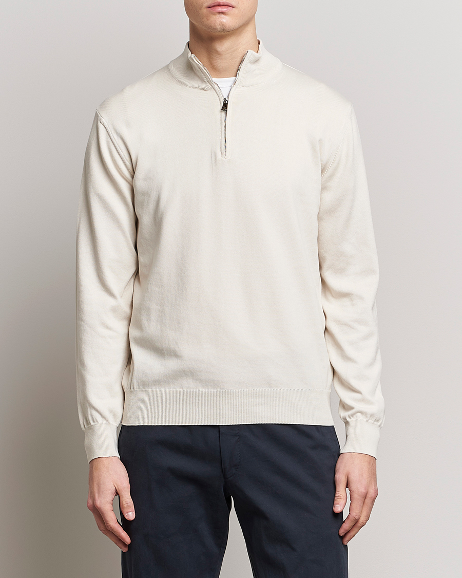 Homme | Pulls Et Tricots | Oscar Jacobson | Pat Cotton Half Zip Off White