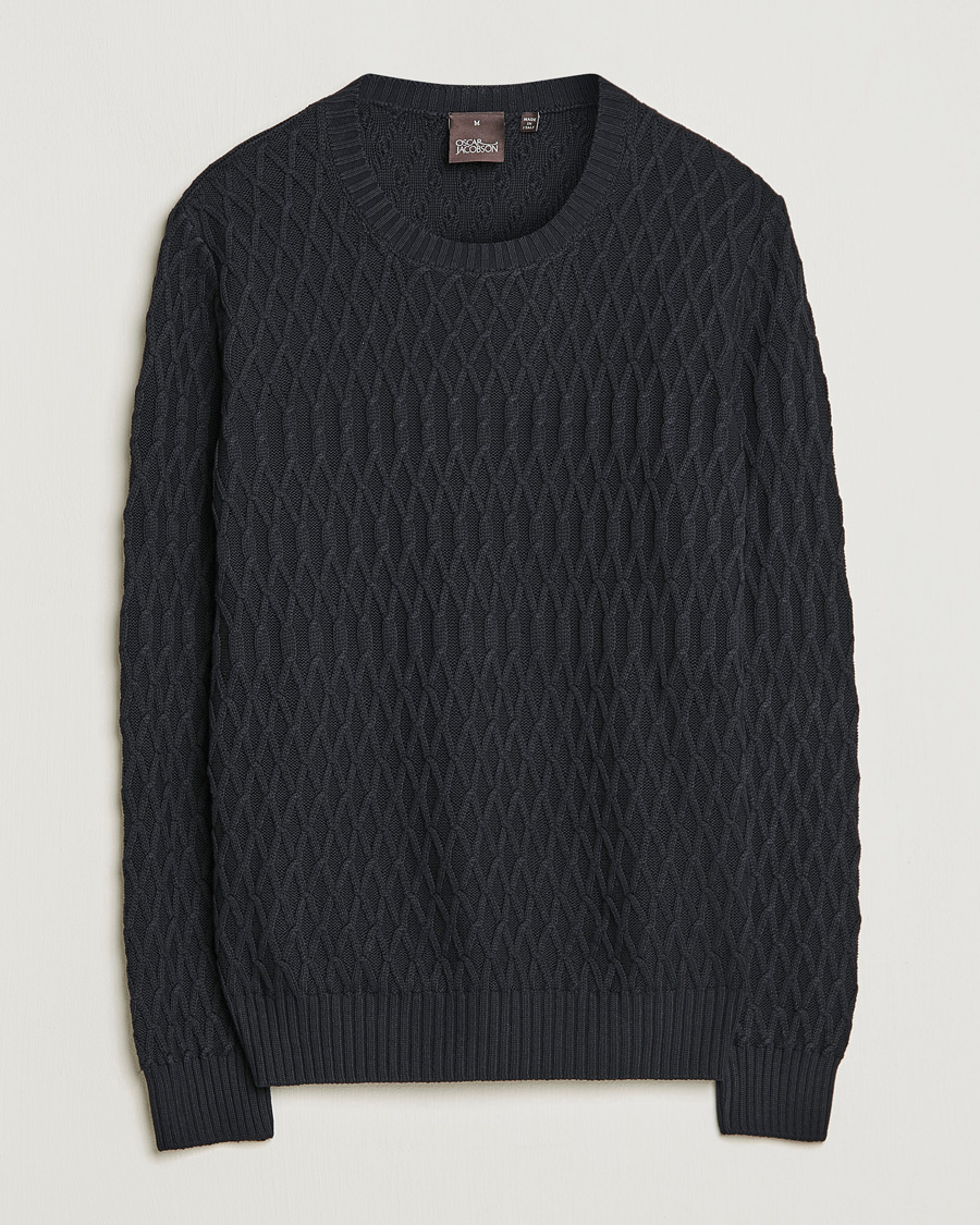Homme | Pulls Et Tricots | Oscar Jacobson | Cotton Fisherman Sweatshirt Navy
