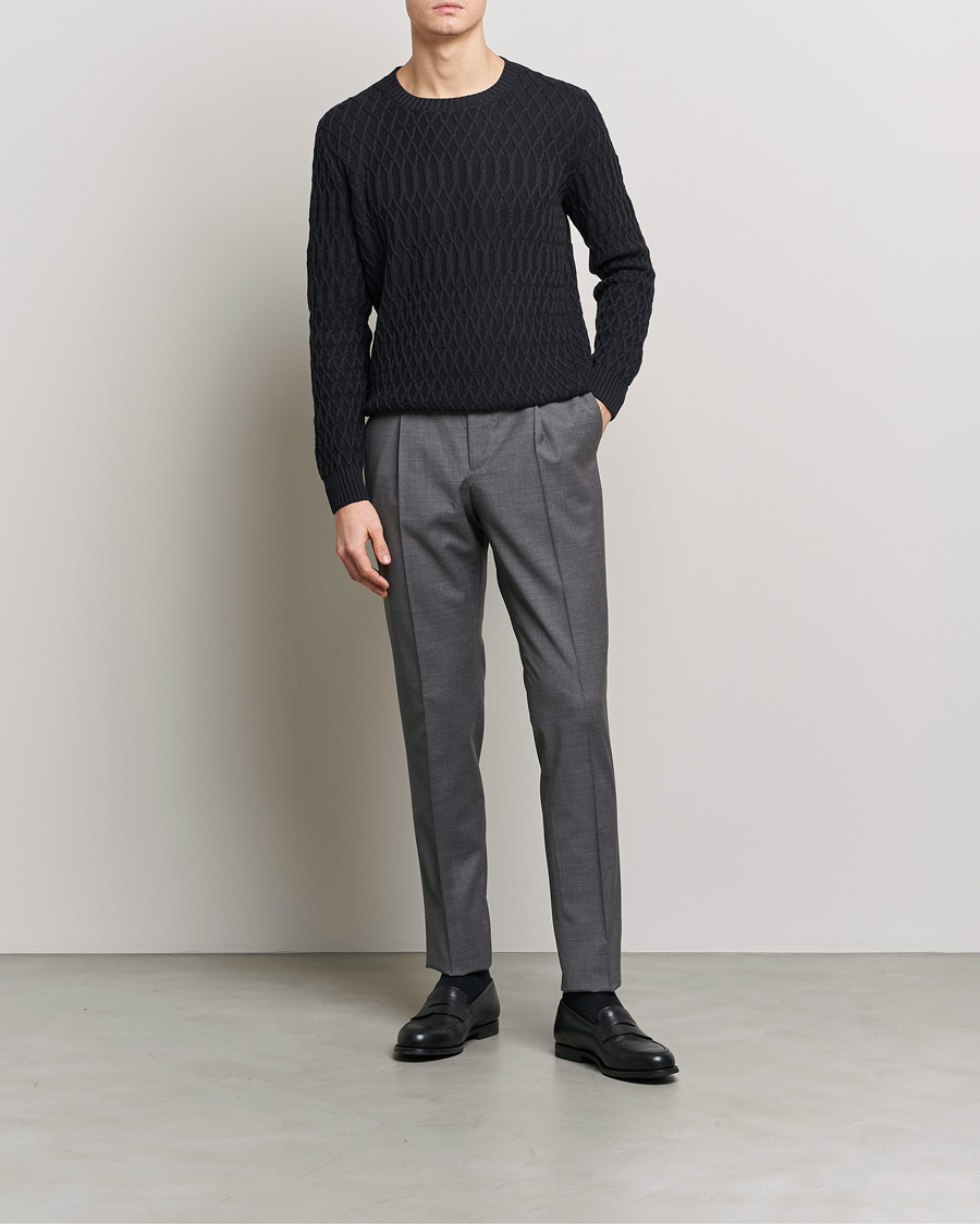 Homme | Pulls Et Tricots | Oscar Jacobson | Cotton Fisherman Sweatshirt Navy