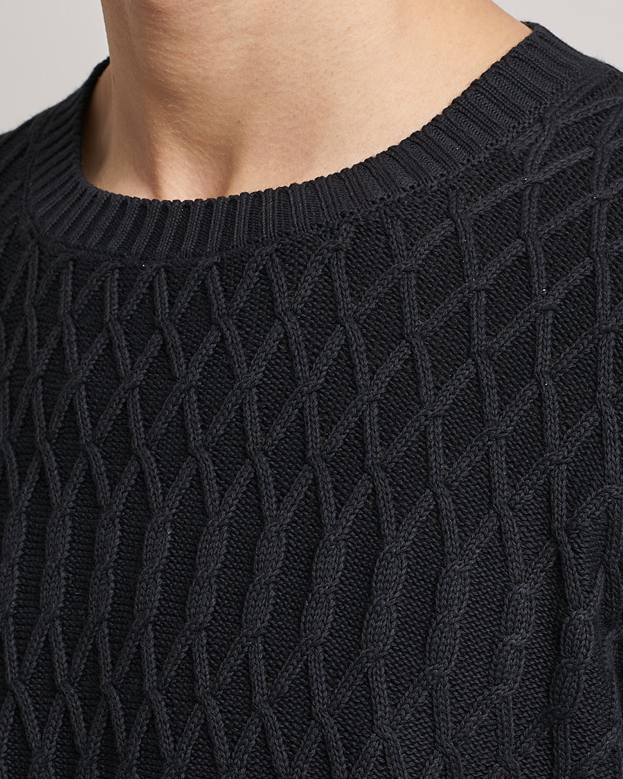 Homme | Pulls Et Tricots | Oscar Jacobson | Cotton Fisherman Sweatshirt Navy