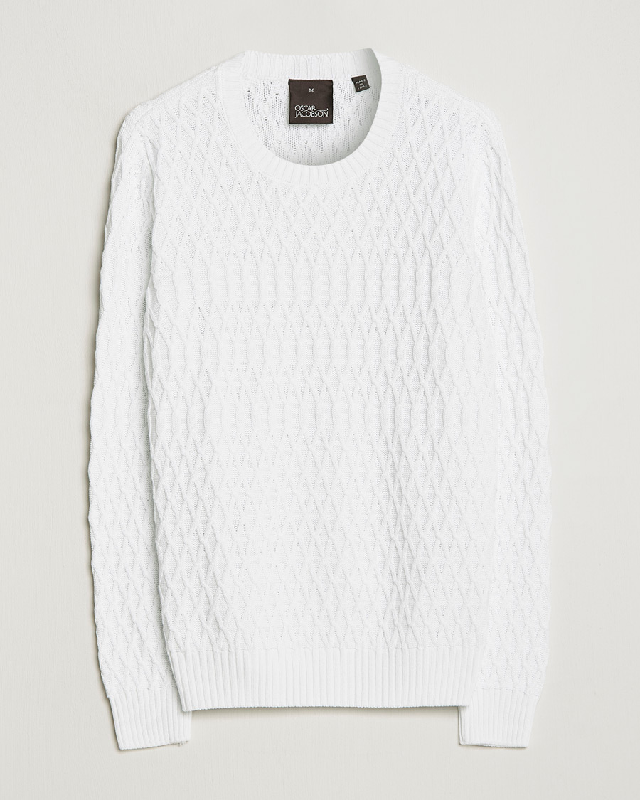 Homme | Pulls Et Tricots | Oscar Jacobson | Cotton Fisherman Sweatshirt White