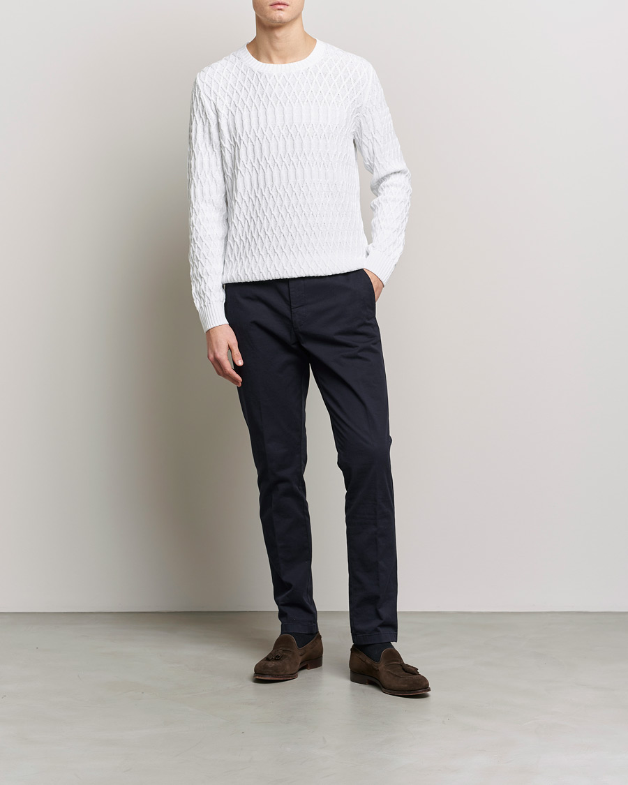 Homme | Pulls Et Tricots | Oscar Jacobson | Cotton Fisherman Sweatshirt White