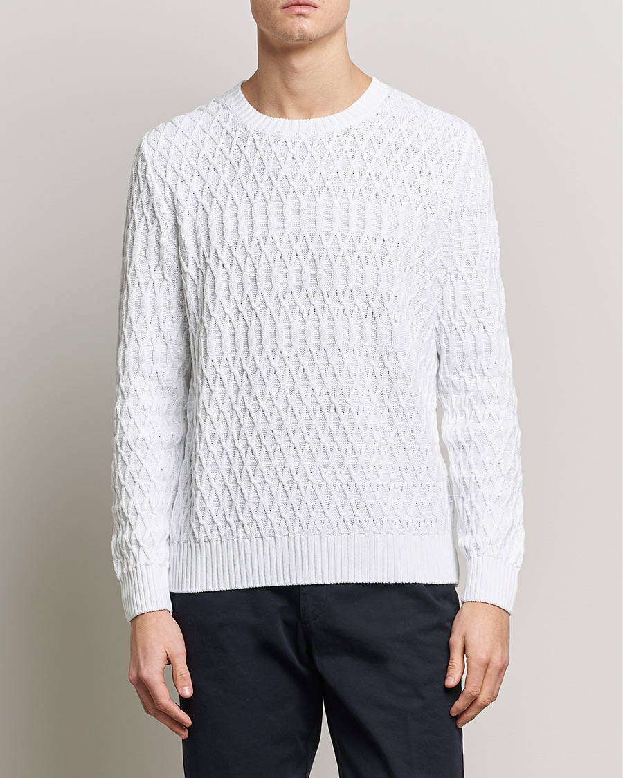 Homme | Pulls Et Tricots | Oscar Jacobson | Cotton Fisherman Sweatshirt White