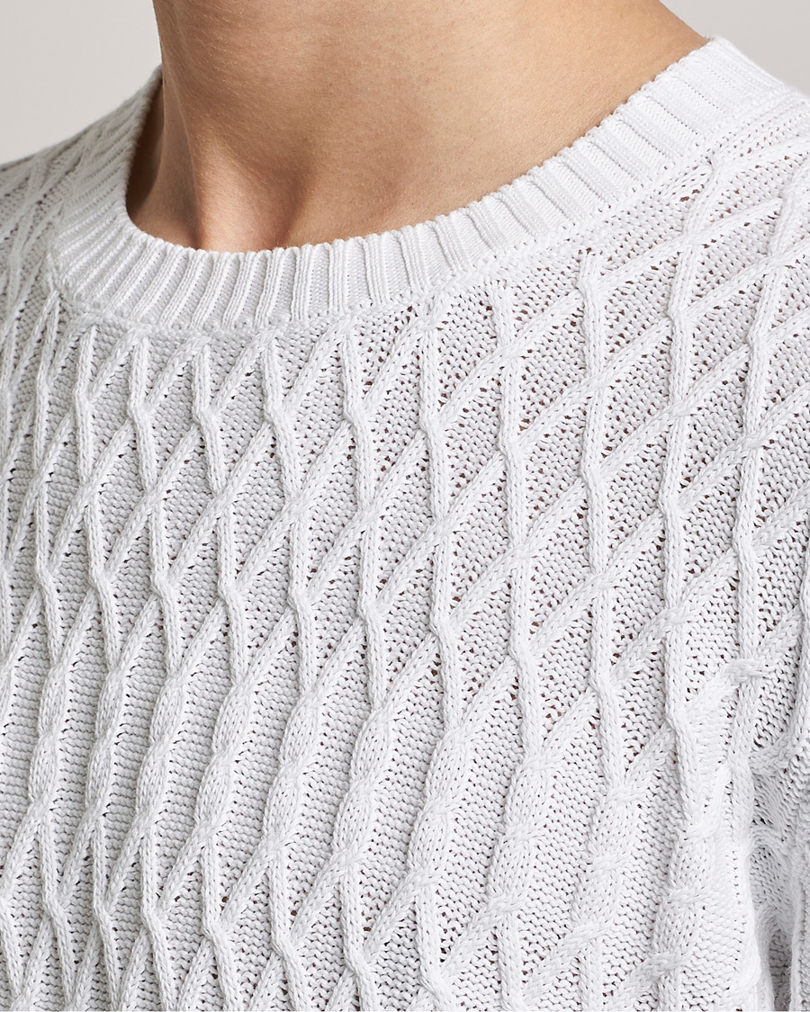 Homme | Pulls Et Tricots | Oscar Jacobson | Cotton Fisherman Sweatshirt White