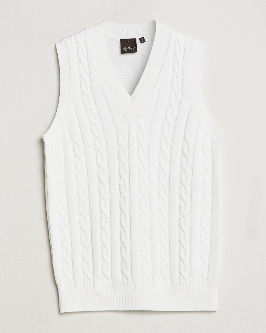 Homme | Pulls Et Tricots | Oscar Jacobson | Lucas Cable Knitted Vest White