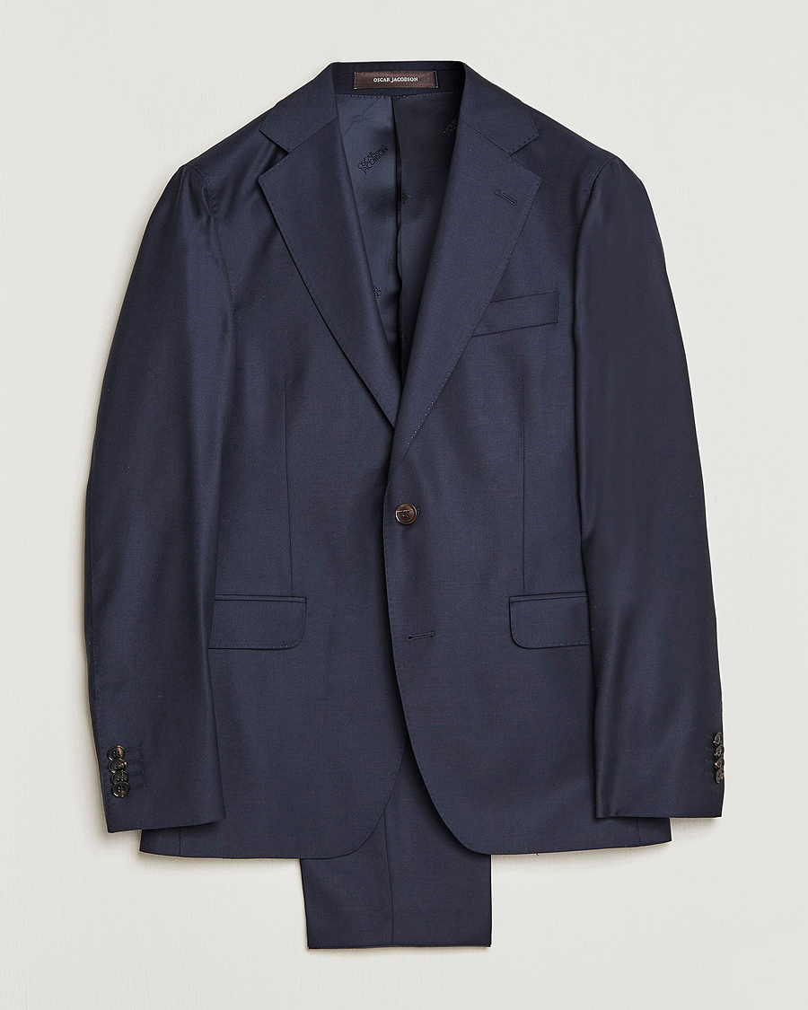 Homme | Costumes | Oscar Jacobson | Ego Loro Piana Zelander Merino Wool Suit Navy