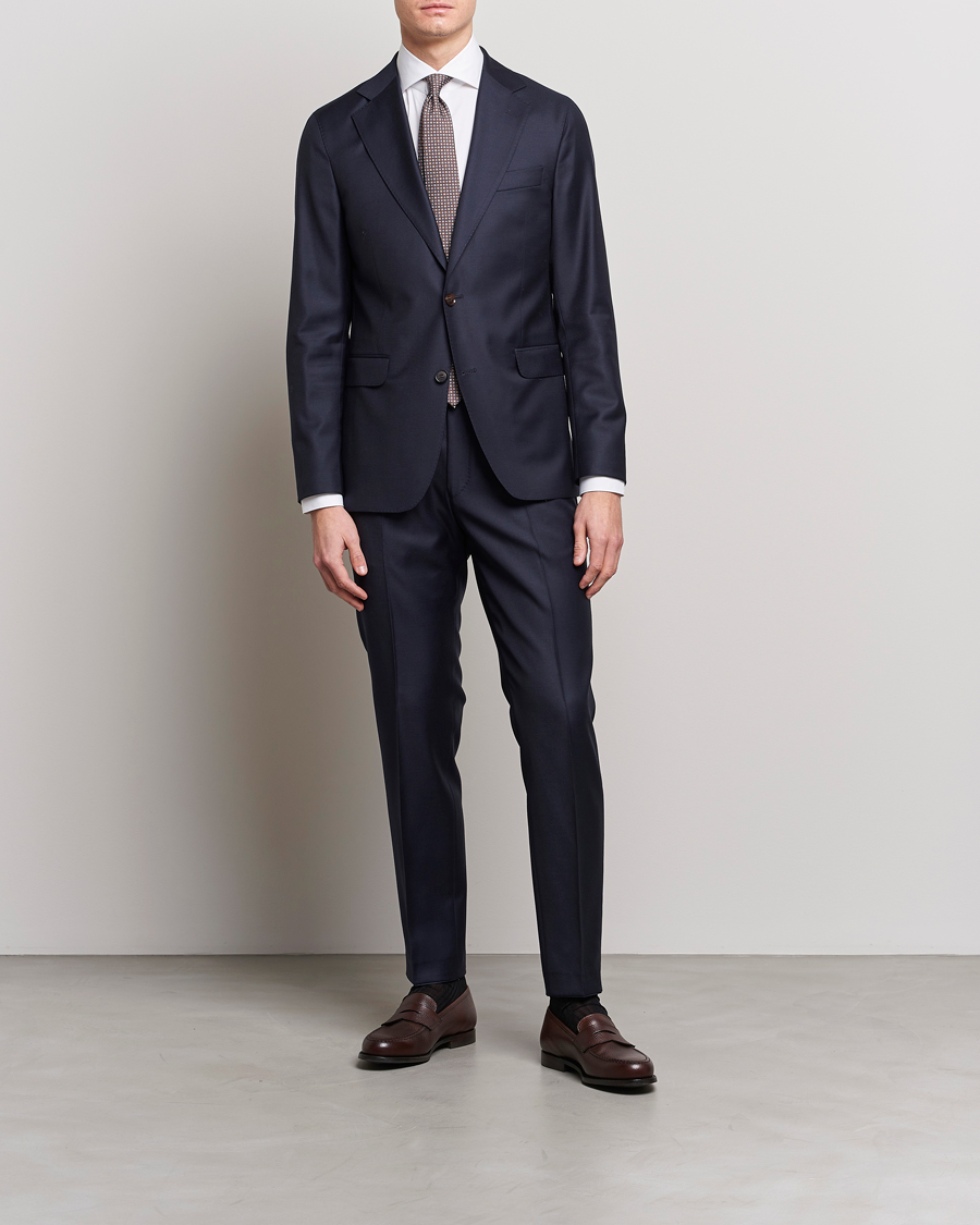 Homme | Costumes | Oscar Jacobson | Ego Loro Piana Zelander Merino Wool Suit Navy