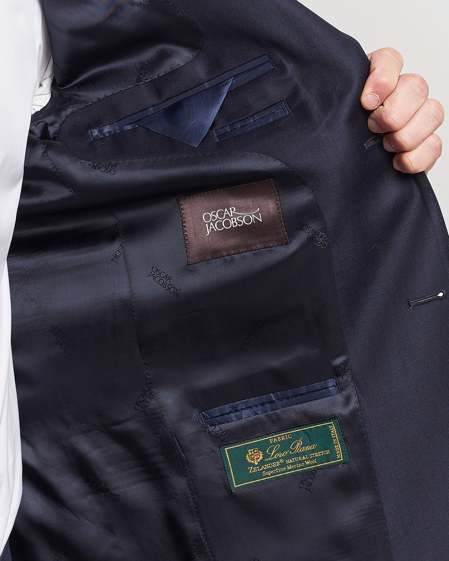 Homme | Costumes | Oscar Jacobson | Ego Loro Piana Zelander Merino Wool Suit Navy