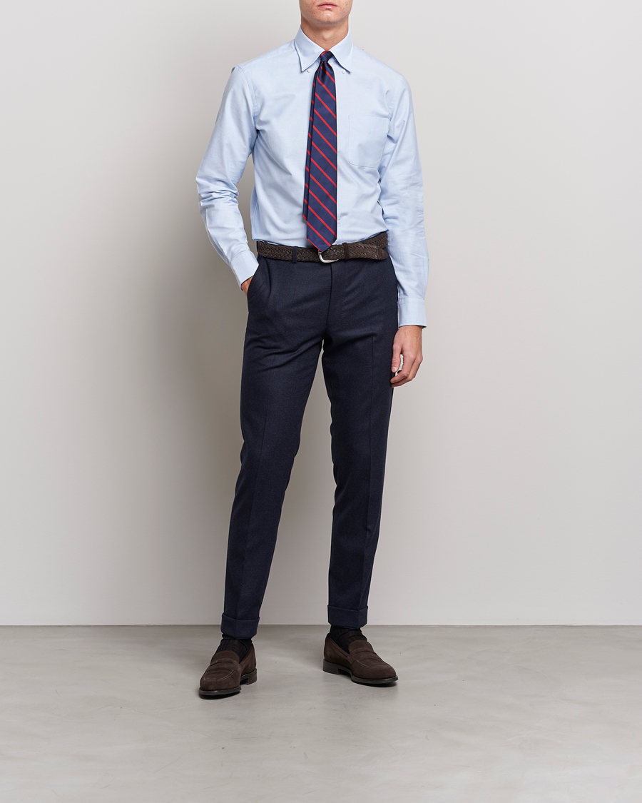 Homme | Chemises | Kamakura Shirts | Slim Fit Oxford BD Shirt Light Blue