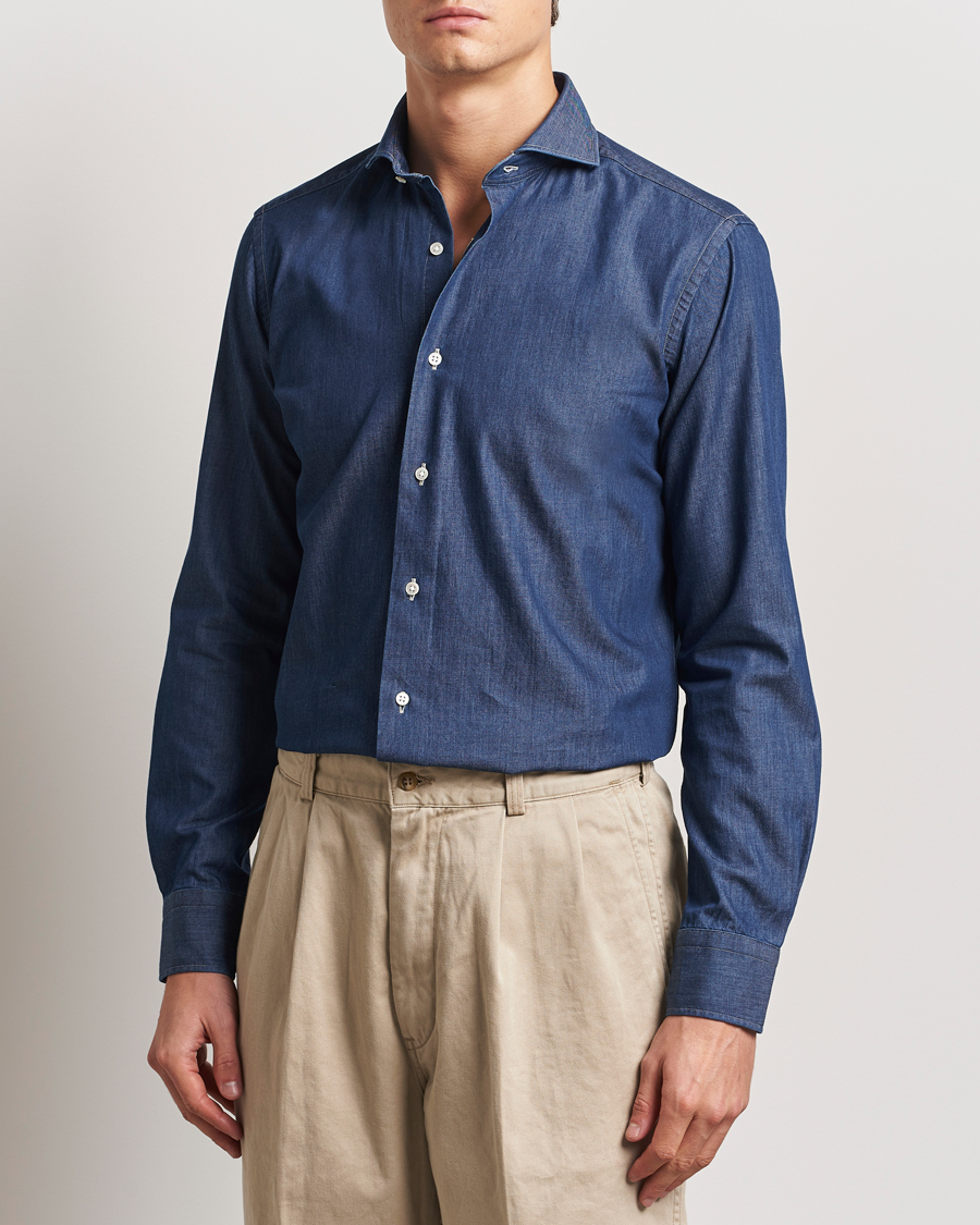 Homme | Chemises | Kamakura Shirts | Slim Fit Denim Shirt Dark Indigo